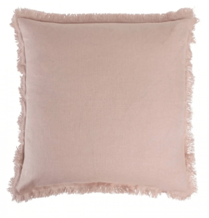 Cushion - Misty Rose Linen Fringed Square